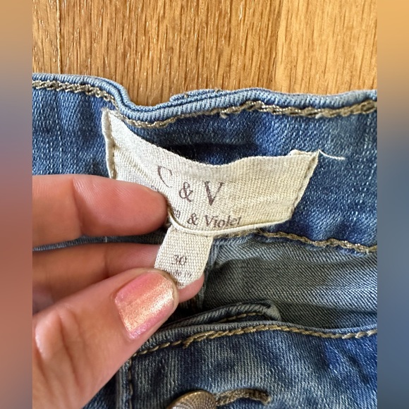 C&V Chelsea and Violet open slit boot cut cropped jeans size 30 - Picture 4 of 6
